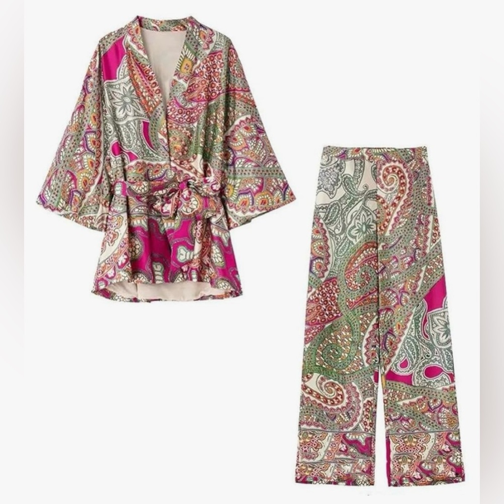 NWT Zara Kimono and pant set Size Small - Picture 5 of 14